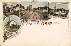 dobová pohlednice města s klášterem (vlevo dole)