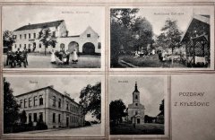historická pohlednice s kaplí (vlevo nahoře)