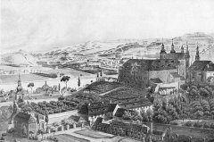 kresba kostela (vpravo)