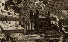 kostel na plánu Praga caput Regni Bohemiae od Folperta van Ouden Allen - detail