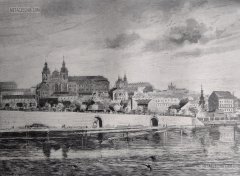 starší foto kostela (v pozadí, před klášterním kostelem), autor Jan Koula