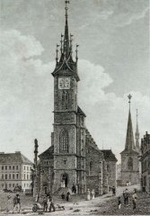 rytina kaple (vidět je jen věž za zvonicí)