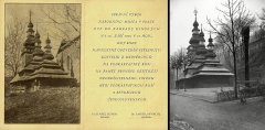 na pozvánce vlevo je kostel ještě v Medvedovcích, vpravo je již po přemístění v Kinského zahradě