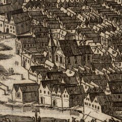 kostel na plánu Praga caput Regni Bohemiae od Folperta van Ouden Allen (s číslicí 66) - detail