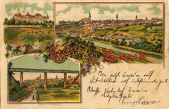 dobová pohlednice města s klášterem