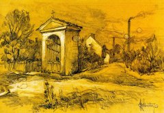 zbořená kaple na kresbě J. R. Schustera
