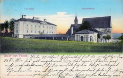 dobová pohlednice města s vilou na místě kaple