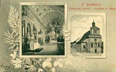 dobová pohlednice s kostelem