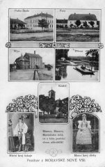 dobová pohlednice vsi s kostelem