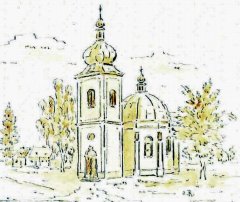 přibližná podoba kostela od Oldřicha Rejnuše