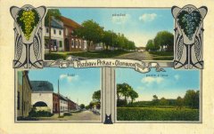 dobová pohlednice vsi s kaplí (na horním snímku, v pozadí)