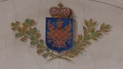 kruchta s malbou znaku Markrabství moravského - detail