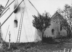 kostel po požáru - pohled od severu