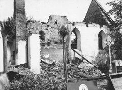 kostel po požáru - pohled od jihu