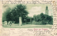 dobová pohlednice města s kostelem