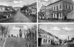 dobová pohlednice vsi se zvonicí