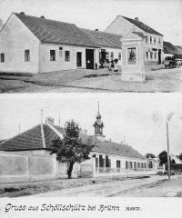 dobová pohlednice vsi s původní kapličkou
