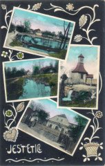 dobová pohlednice vsi s kaplí