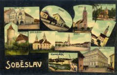 dobová pohlednice města s kostelem (uprostřed)