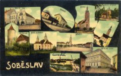 dobová pohlednice města s kostelem (uprostřed)