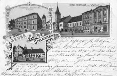 dobová pohlednice města s klášterem