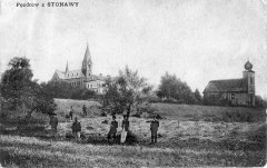 historické foto kostela (vpravo)