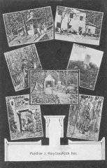 dobová pohlednice s původní kaplí z roku 1880 (uprostřed)
