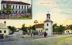 dobová pohlednice vsi se zvoničkou