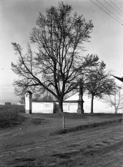 historické foto božích muk (vlevo) a kříže