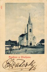 kostel na dobové pohlednici