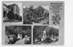 dobová pohlednice kláštera s kapličkou (vpravo dole)