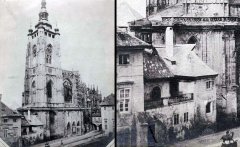 historické foto kaple (vlevo od chrámu sv. Víta), vpravo detail