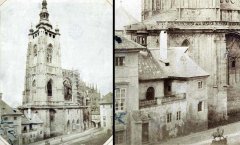 historické foto kaple (vlevo od chrámu sv. Víta), vpravo detail