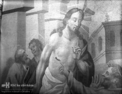 nástěnná malba "Nevěřící Tomáš" na vnější zdi kaple