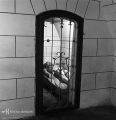 historické foto kaple; hrobová komora se skulpturou Ježíše Krista