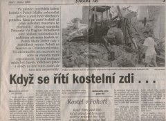 zřícení části kostela v dobovém tisku