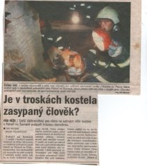 zřícení části kostela v dobovém tisku