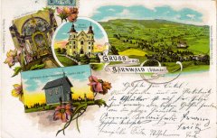 dobová pohlednice vsi s kostelem