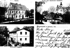 dobová pohlednice vsi s kostelem