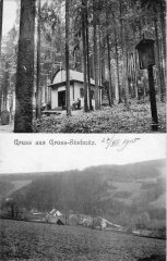 dobová pohlednice s kaplí (nahoře)