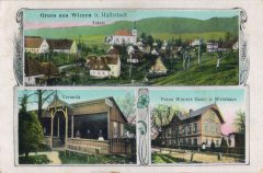 dobová pohlednice vsi s kostelem