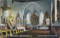 interiér kaple na dobové pohlednici