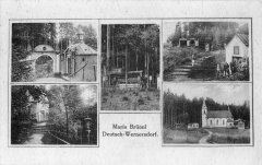 dobová pohlednice s původní kaplí (vpravo nahoře)