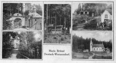 dobová pohlednice s původní kaplí (vpravo nahoře)