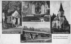 dobová pohlednice s kaplí (vlevo)