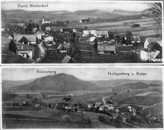 dobová pohlednice vsi s kostelem