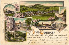 dobová pohlednice města s kostelem