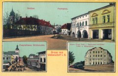 dobová pohlednice města s kostelem