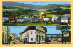 dobová pohlednice města s kostelem