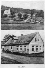 dobová pohlednice vsi s kaplí